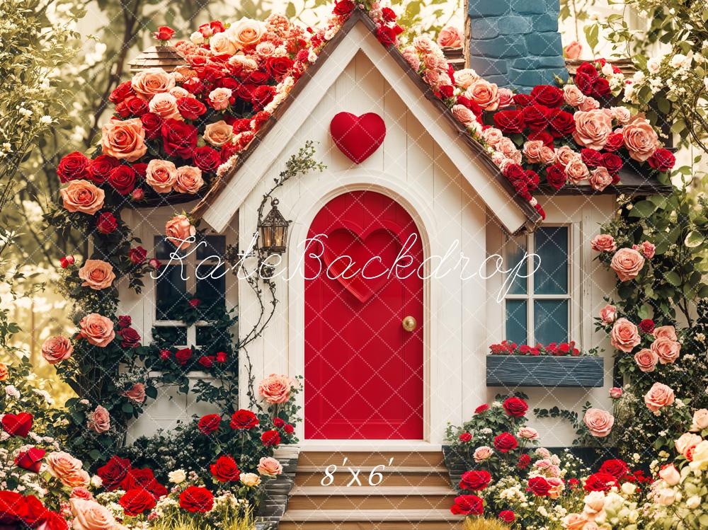 Kate Valentine's Day Rose Cottage Floral House Backdrop Designed by Emetselch