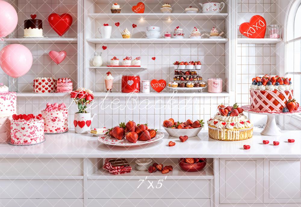 Kate Valentine's Day Romantic Kitchen Dessert Cake Backdrop Designed by Emetselch