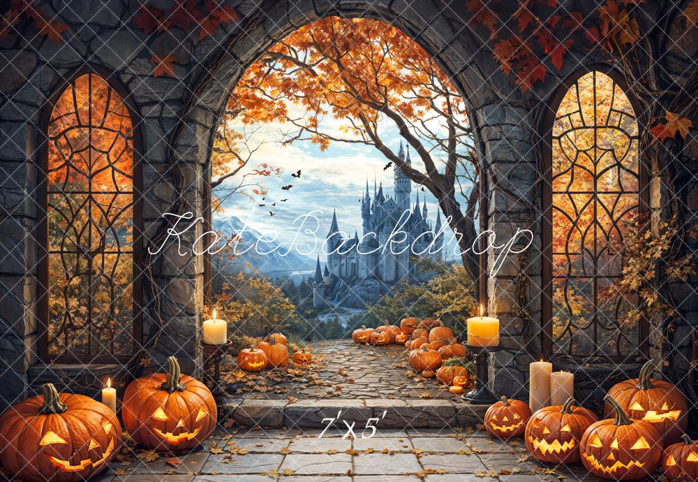 Fondo de calabaza del castillo de arce de Halloween diseñado por Emetselch