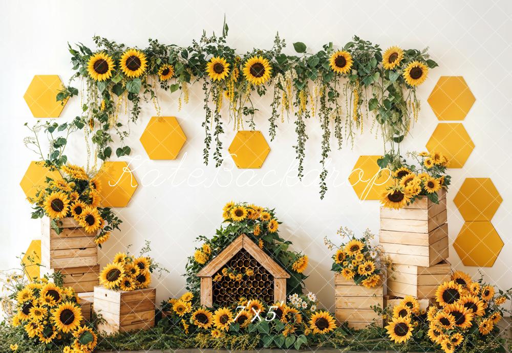 Kate Spring Sunflower Garden Honeycomb Backdrop Designed by Emetselch