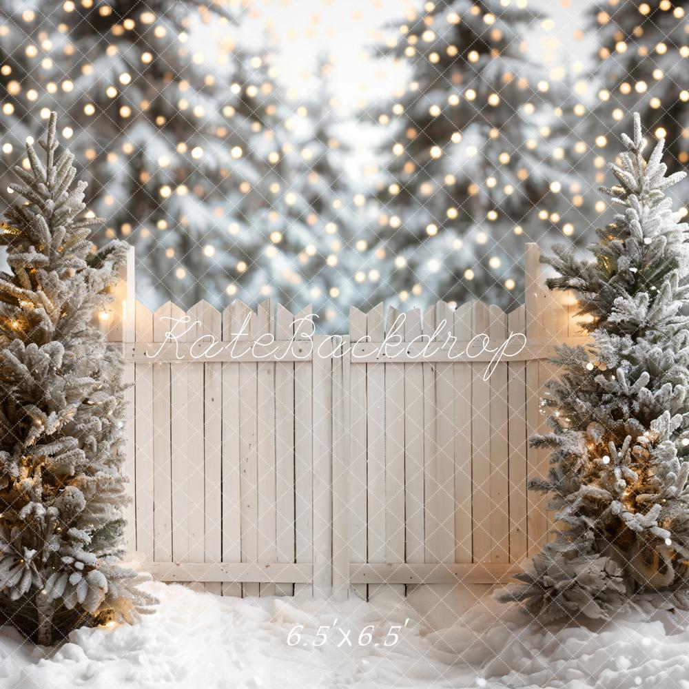 Kate Christmas Tree Brown Wooden Fence Backdrop Designed by Emetselch