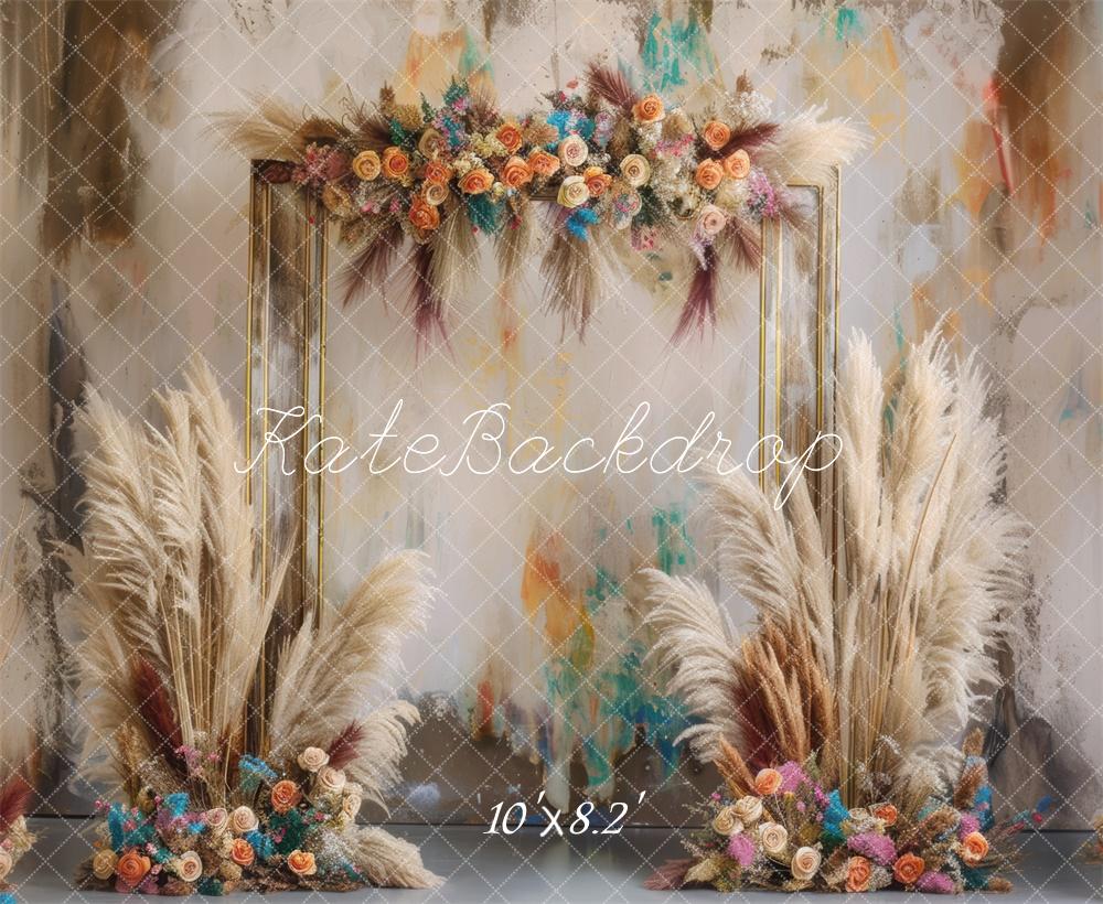 Kate Boho Floral Pampas Backdrop Designed by Mini MakeBelieve