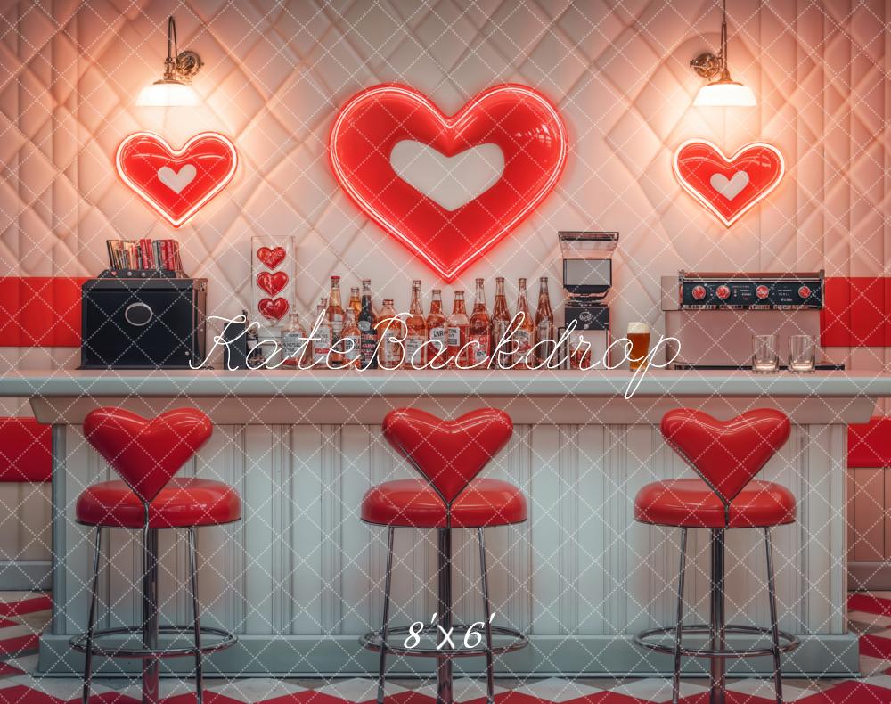 Kate Valentine Retro Heart Diner Bar Backdrop Designed by Emetselch