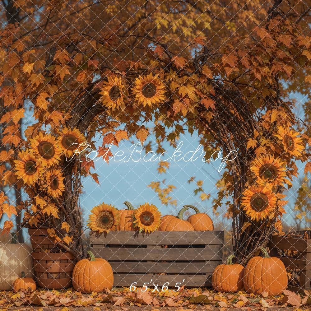 Arco de girasoles de otoño con hojas de arce fondo diseñado por Emetselch