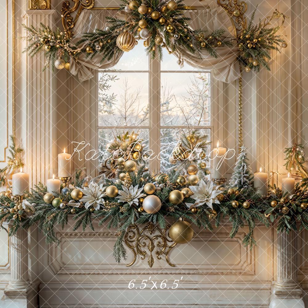 Kate Christmas Vintage White Arched Window Backdrop Designed by Emetselch