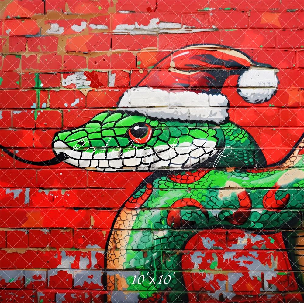 Sfondo Murale Graffiti Serpente di Natale Disegnato da Patty Robert