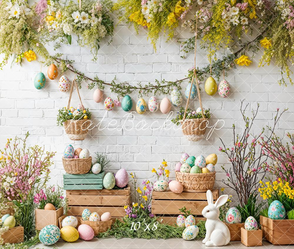 TEST Kate Easter Bunny Floral Egg Rustic Backdrop Designed by Emetselch