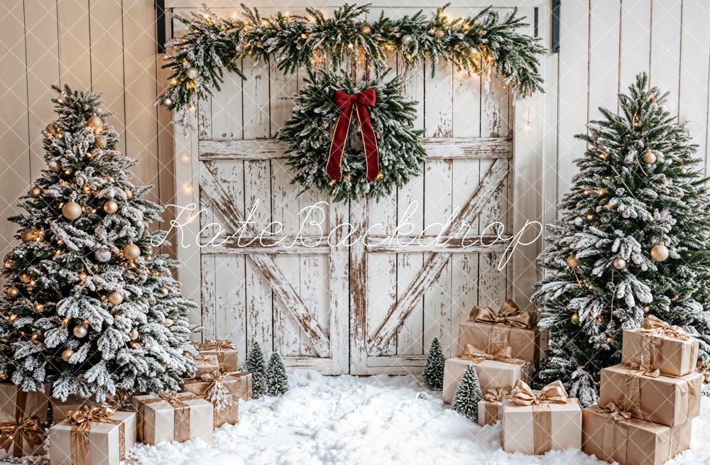 Kate Christmas Tree White Wooden Door Backdrop Designed by Emetselch