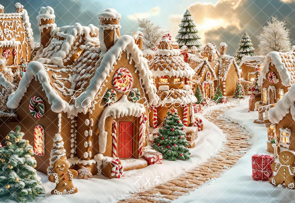 Kate Christmas Gingerbread House Village Backdrop Designed by Emetselch