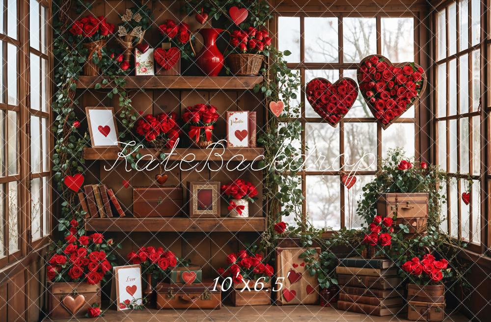 Kate Valentine Roses Wood Shelf Window Backdrop Designed by Emetselch