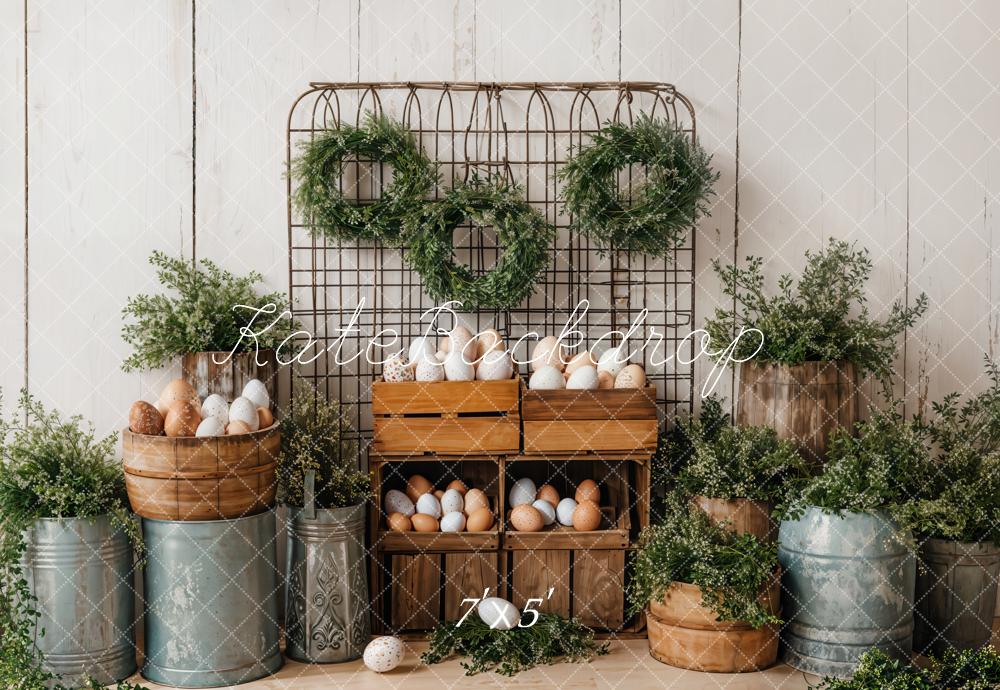 Kate Easter Eggs Greenery Rustic Backdrop Designed by Emetselch