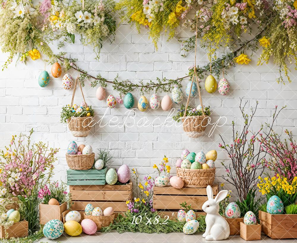 TEST Kate Easter Bunny Floral Egg Rustic Backdrop Designed by Emetselch