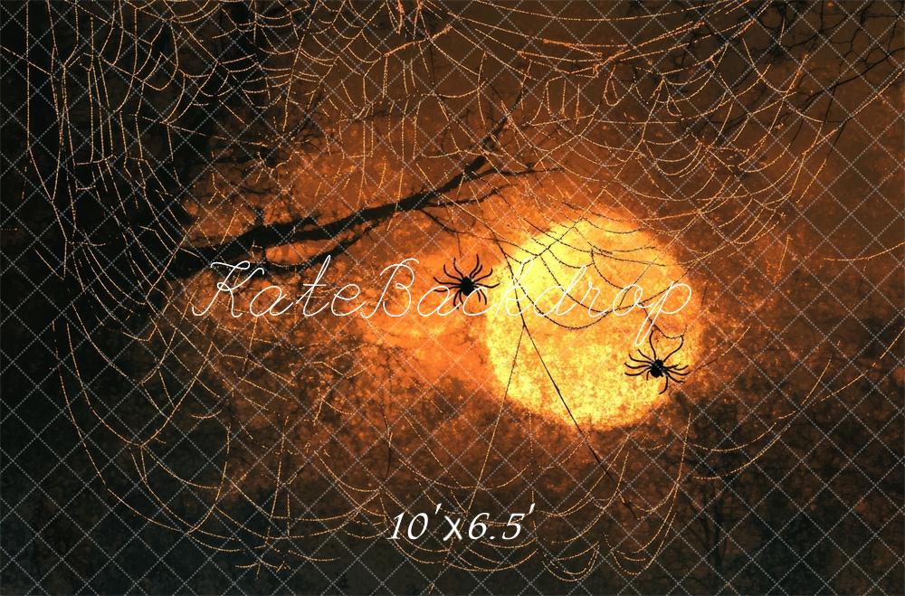 Fondo de Telaraña de Halloween con Luna Diseñado por Lidia Redekopp