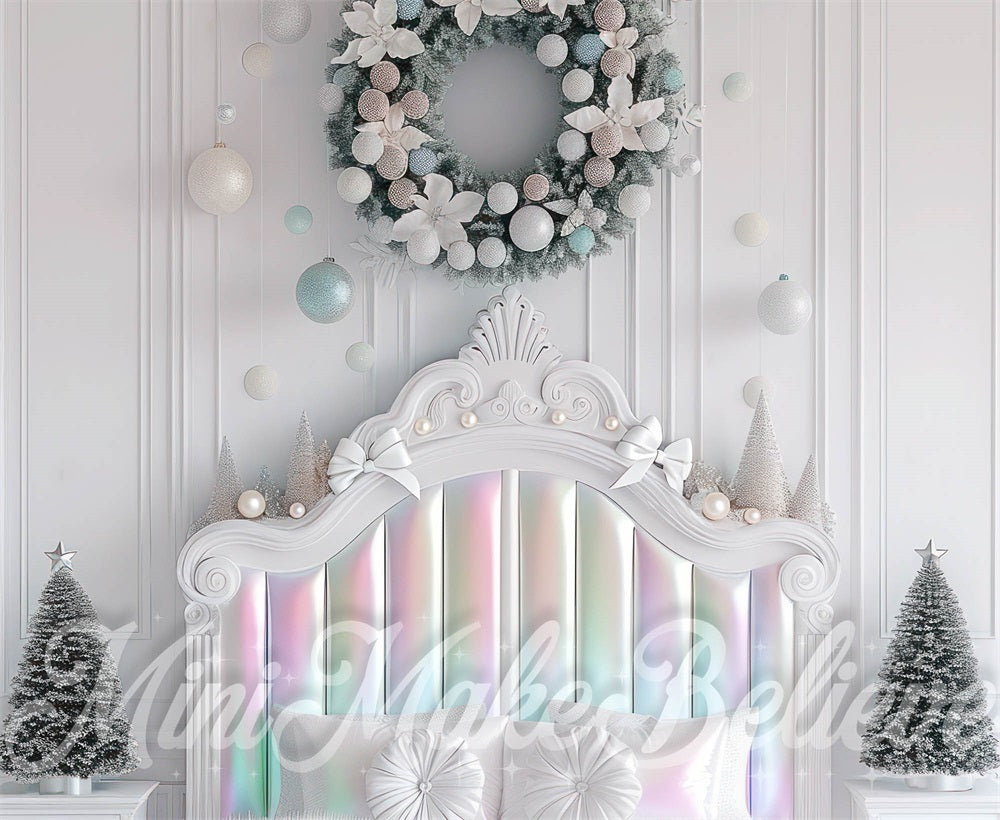Kerst wit retro parelmoeren hoofdeinde achtergrond ontworpen door Mini MakeBelieve