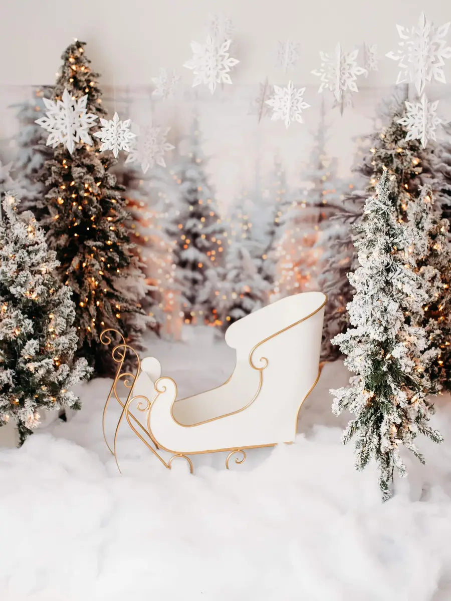 Kate Christmas White Forest Wooden Fence Backdrop Designed by Emetselch