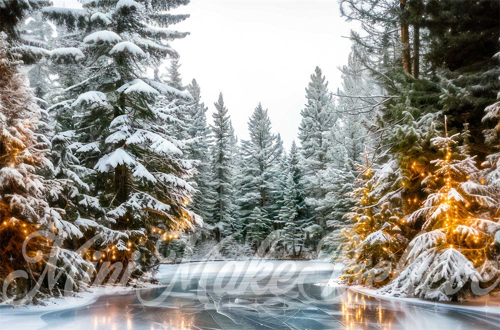 Inverno nella foresta innevata con lago ghiacciato - Progettato da Mini MakeBelieve