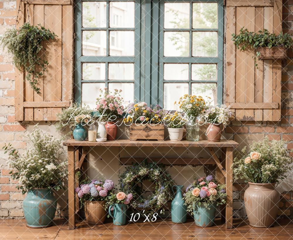 Kate  Spring Rustic Floral Window Table Backdrop Designed by Emetselch