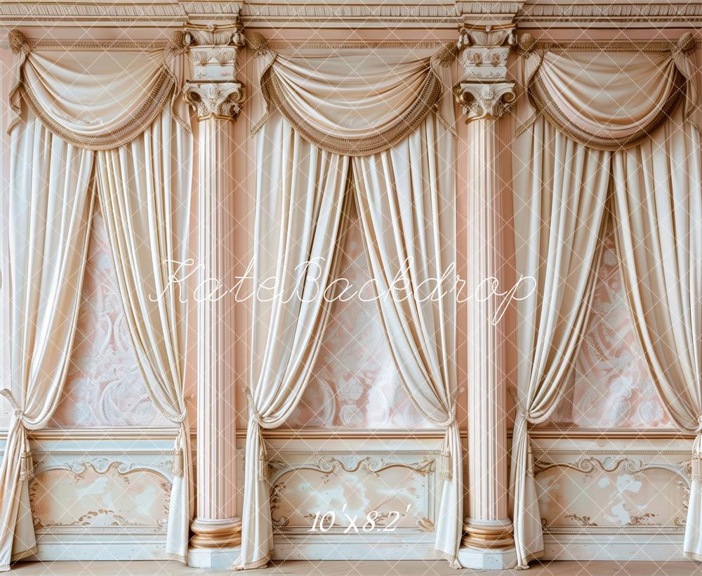 Kate White Curtains Pink Regal Draped Columns Backdrop Designed by Patty Robert