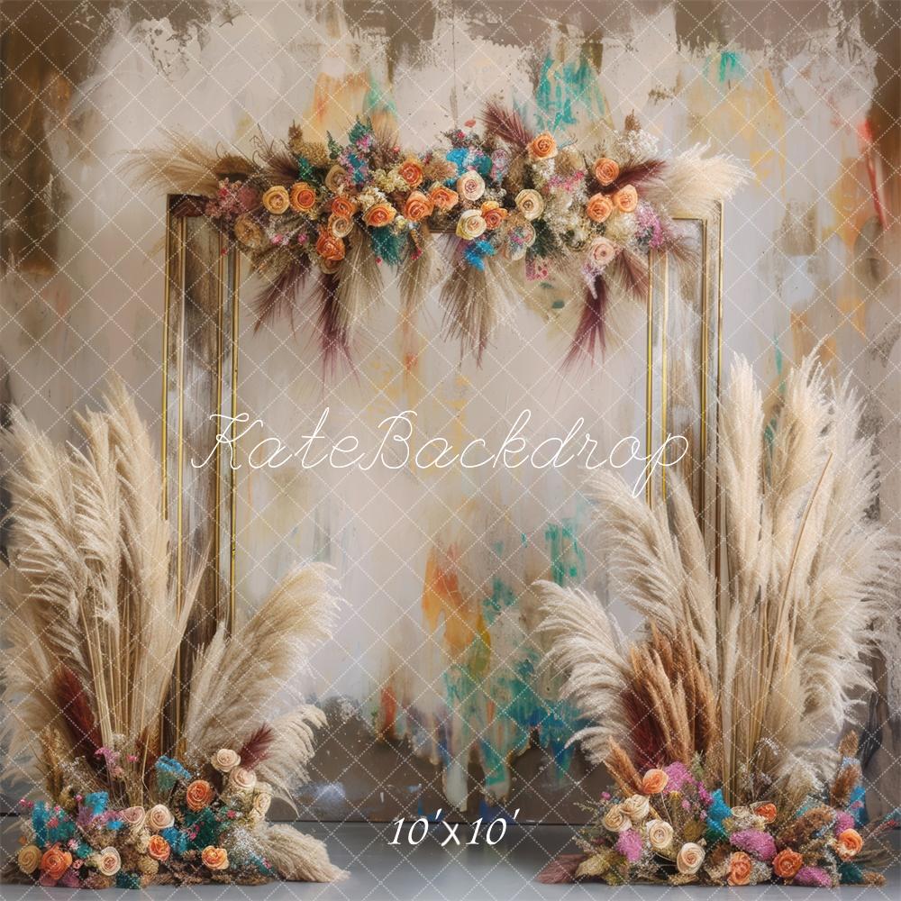 Kate Boho Floral Pampas Backdrop Designed by Mini MakeBelieve