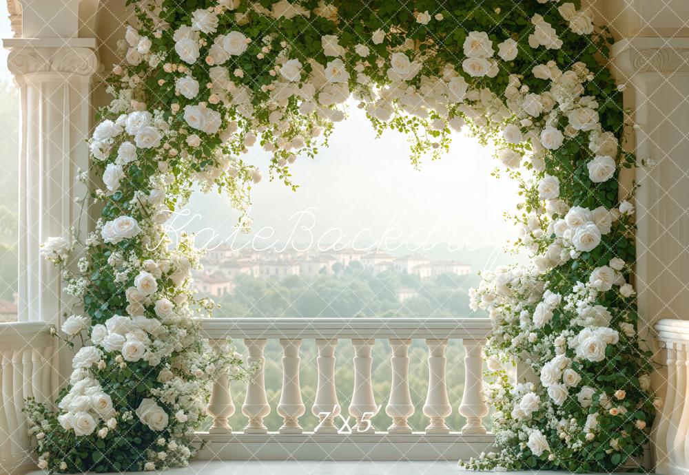 Kate Wedding Flower Arch Balcony Backdrop Designed by Emetselch