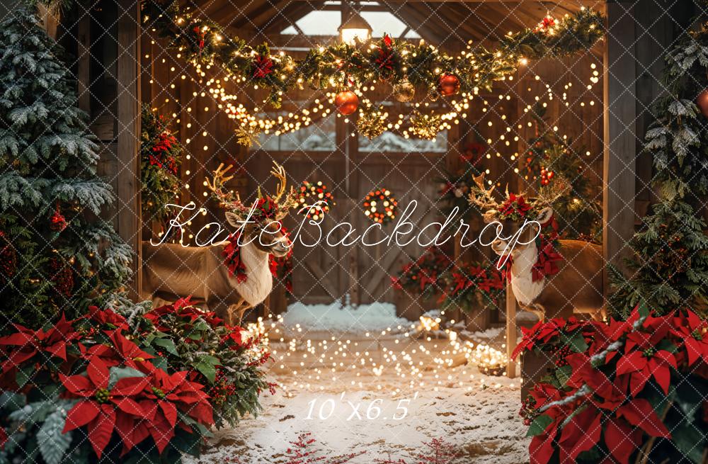 Kate Christmas Barn Elk Led lights Strip Backdrop Designed by Emetselch