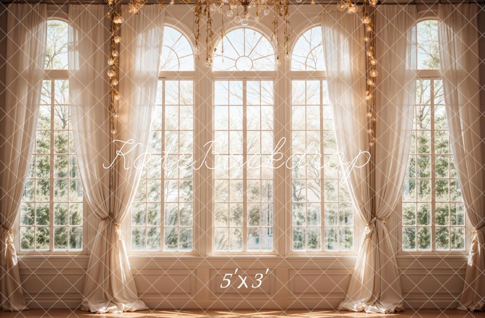 Kate Interior White Curtain Arched Window Backdrop Designed by Chain Photography