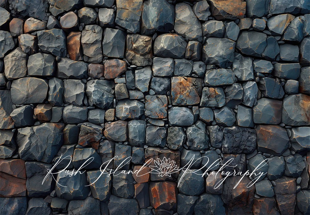 Grey Cobblestone Wall Foto Achtergrond Designed by Laura Bybee