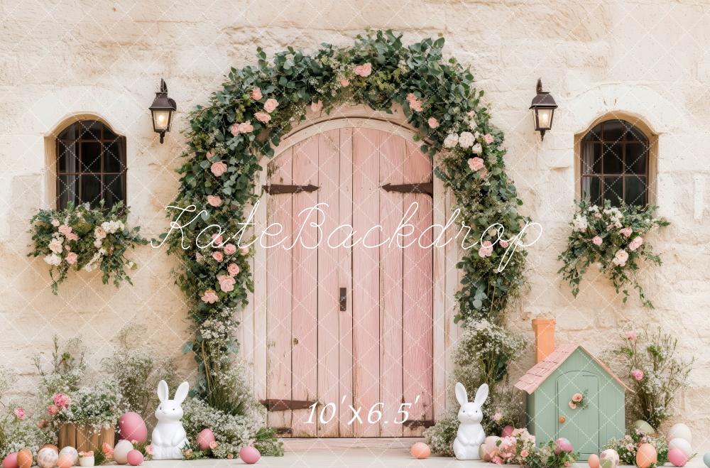 Kate Easter Bunny Floral Arch Pink Backdrop Designed by Patty Roberts