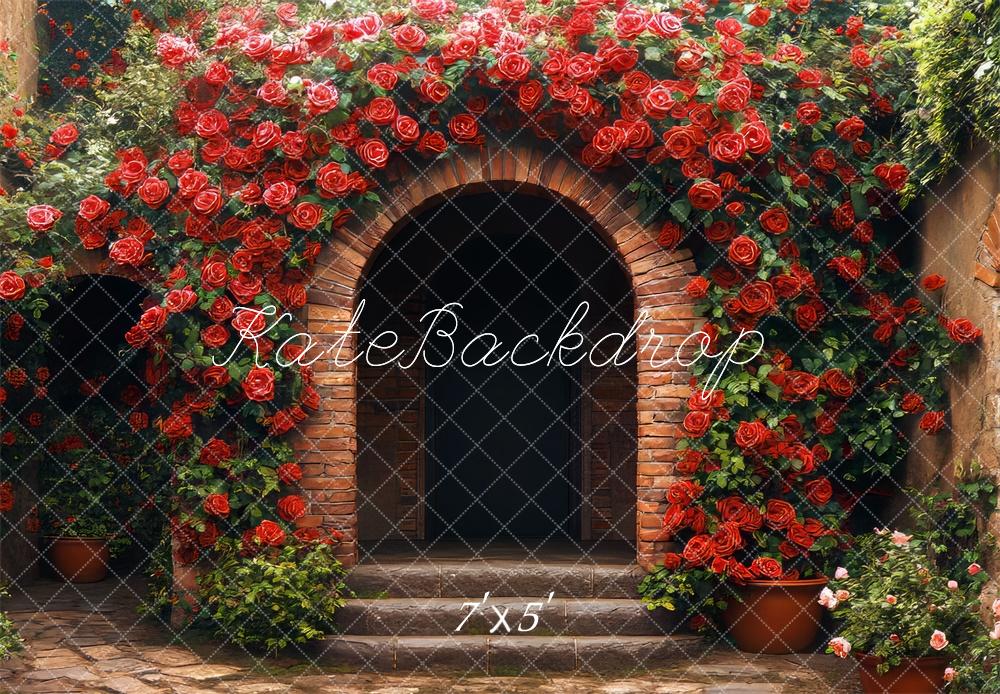 Kate Valentine Rose Arch Brick Wall Backdrop Designed by Mini MakeBelieve