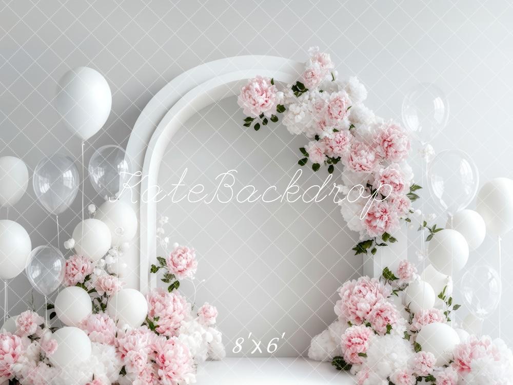 Kate Spring Flower Arch White Balloon Backdrop Designed by Emetselch