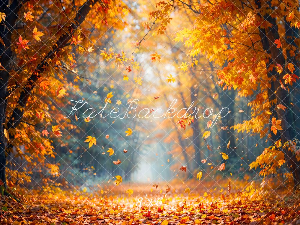 Kate Autumn Maple Forest Fallen Leaves Backdrop Designed by Emetselch