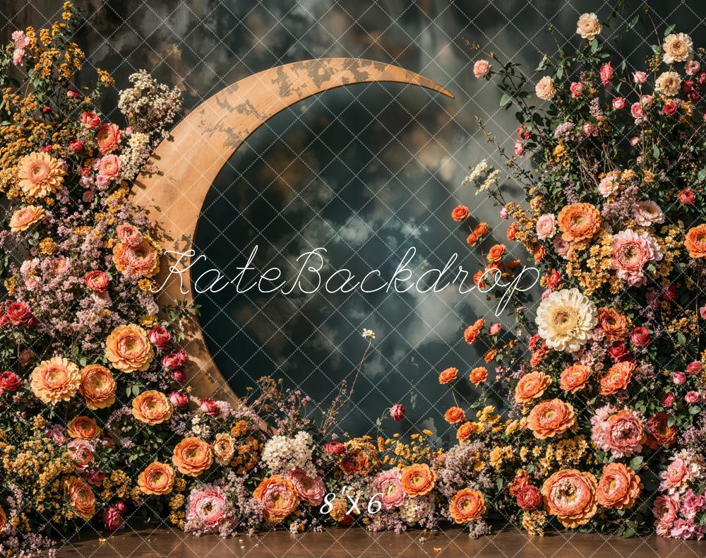 Kate Mother's Day Floral Crescent Moon Backdrop Designed by Emetselch