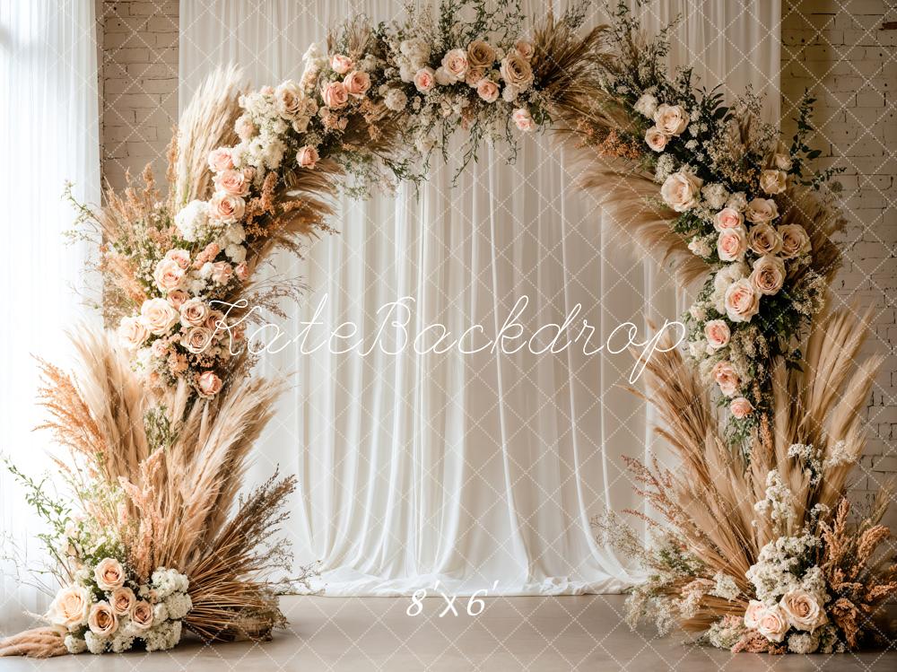 Kate Boho Pampas Grass Flower Arch Backdrop Designed by Emetselch