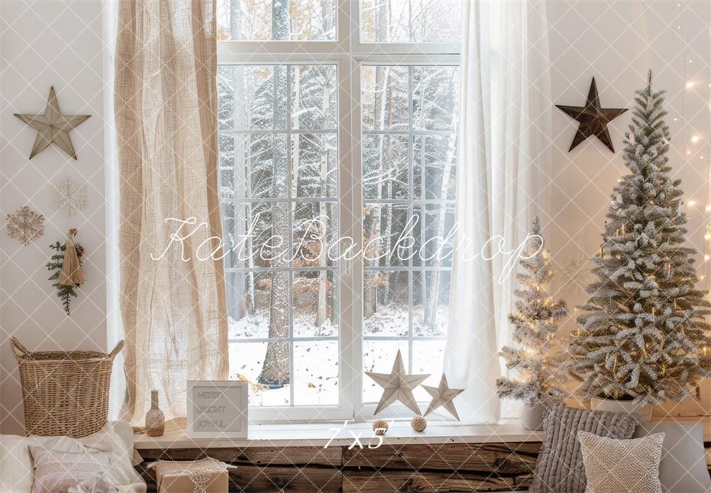 Kerst Boho Cozy Winter Window Foto Achtergrond Designed by Lidia Redekopp