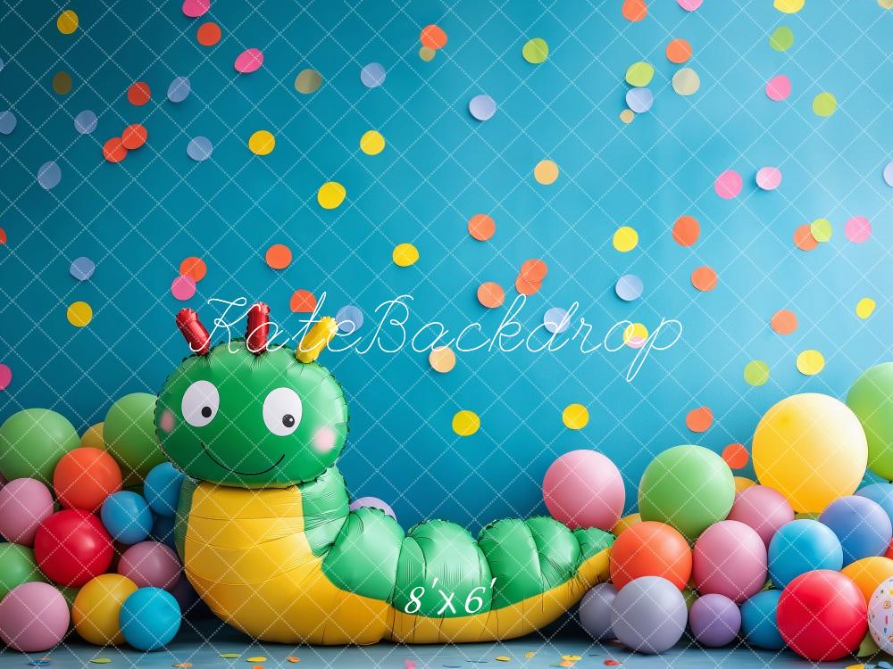 Kate Cake Smash Colorful Caterpillar Balloons Backdrop Designed by Patty Roberts