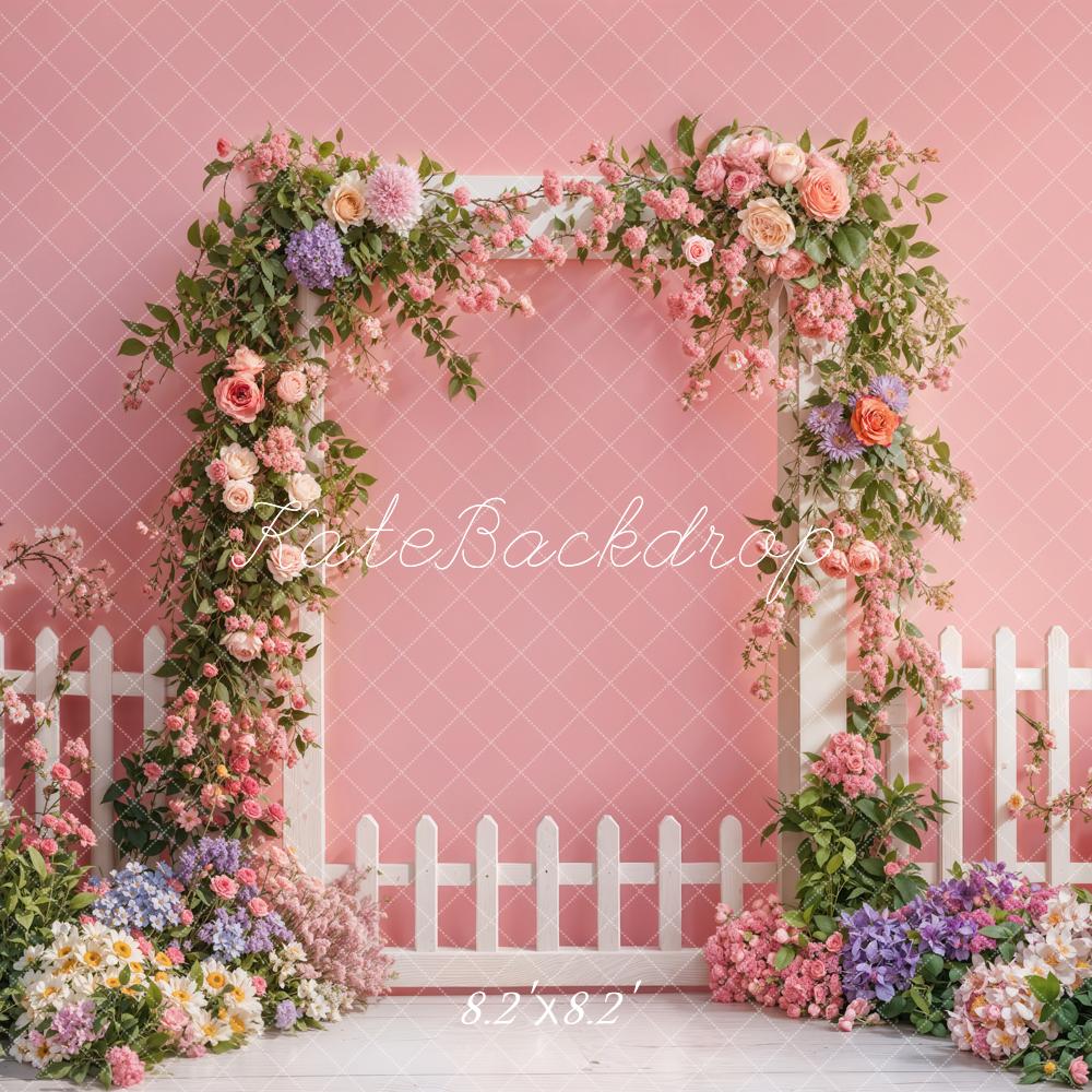 Lightning Deal #5  Kate Spring Flower Arch Fence Pink Backdrop Designed by Emetselch