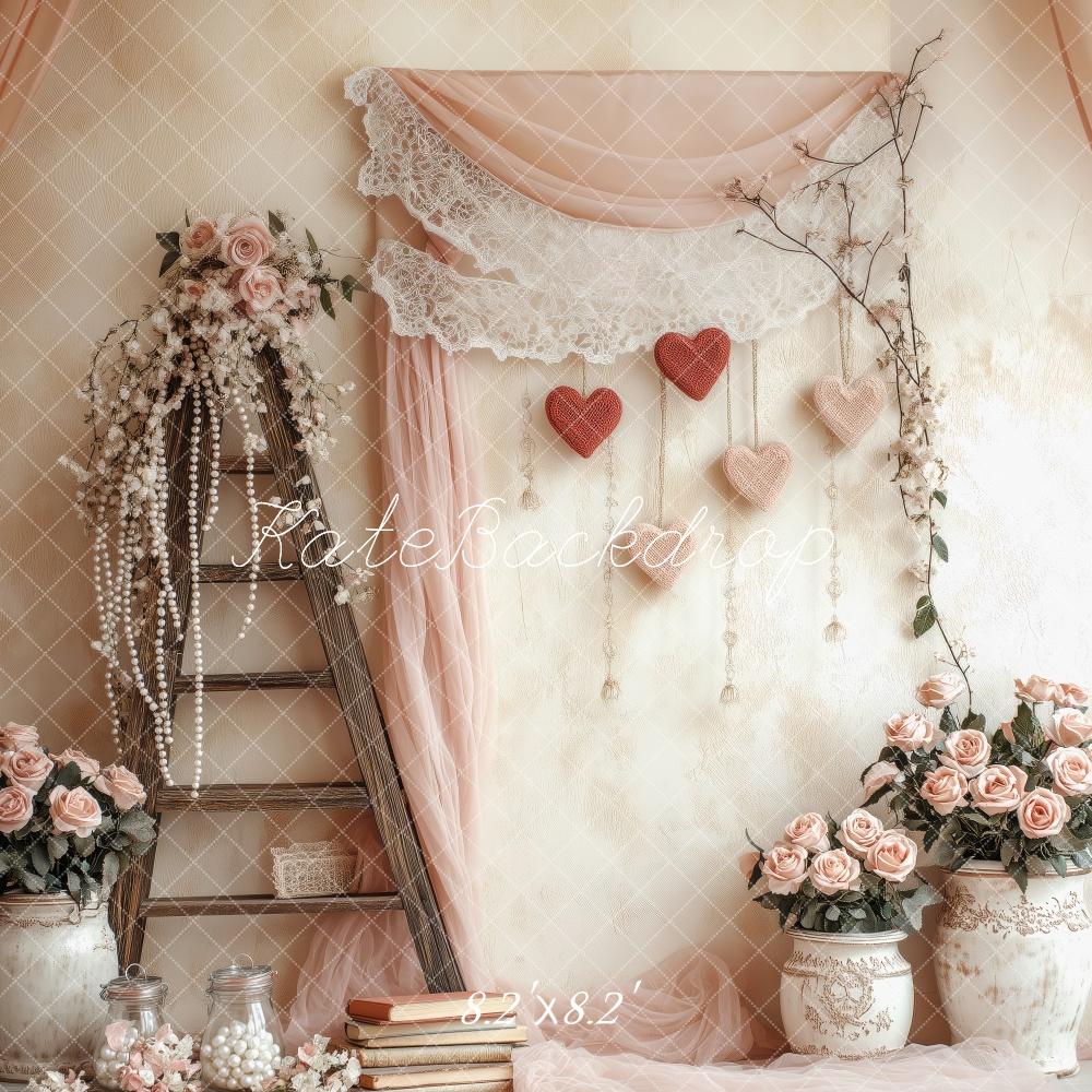 Kate Valentine Rustic Pink Floral Ladder Backdrop Designed by Patty Roberts