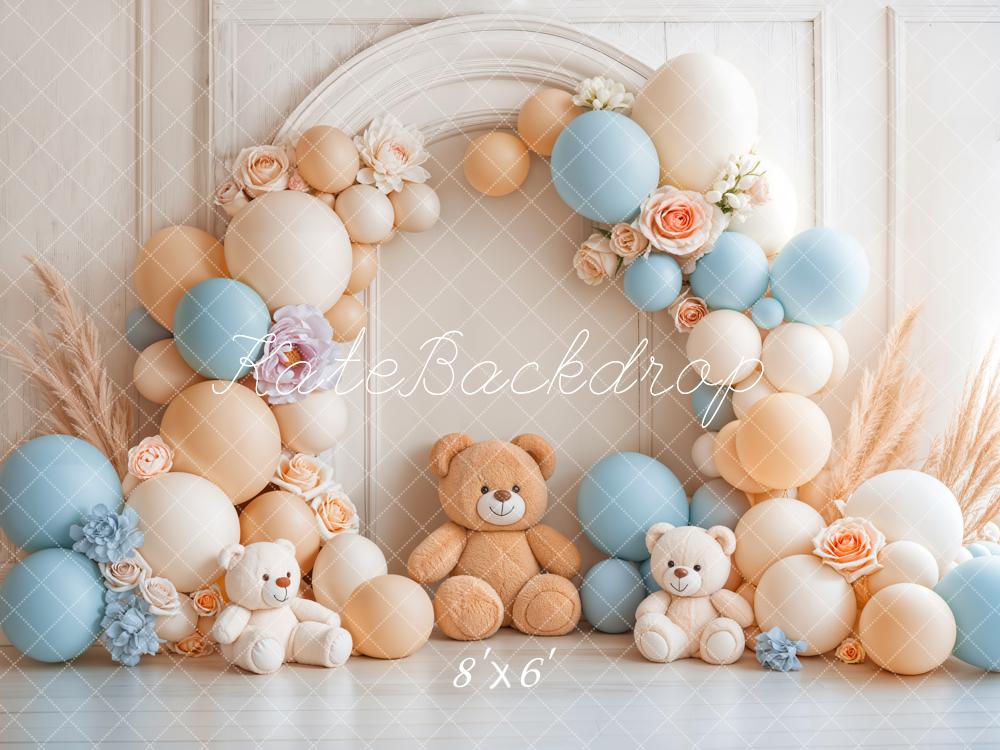 Kate Cake Smash Balloon Teddy Bear Arch Backdrop Designed by Emetselch