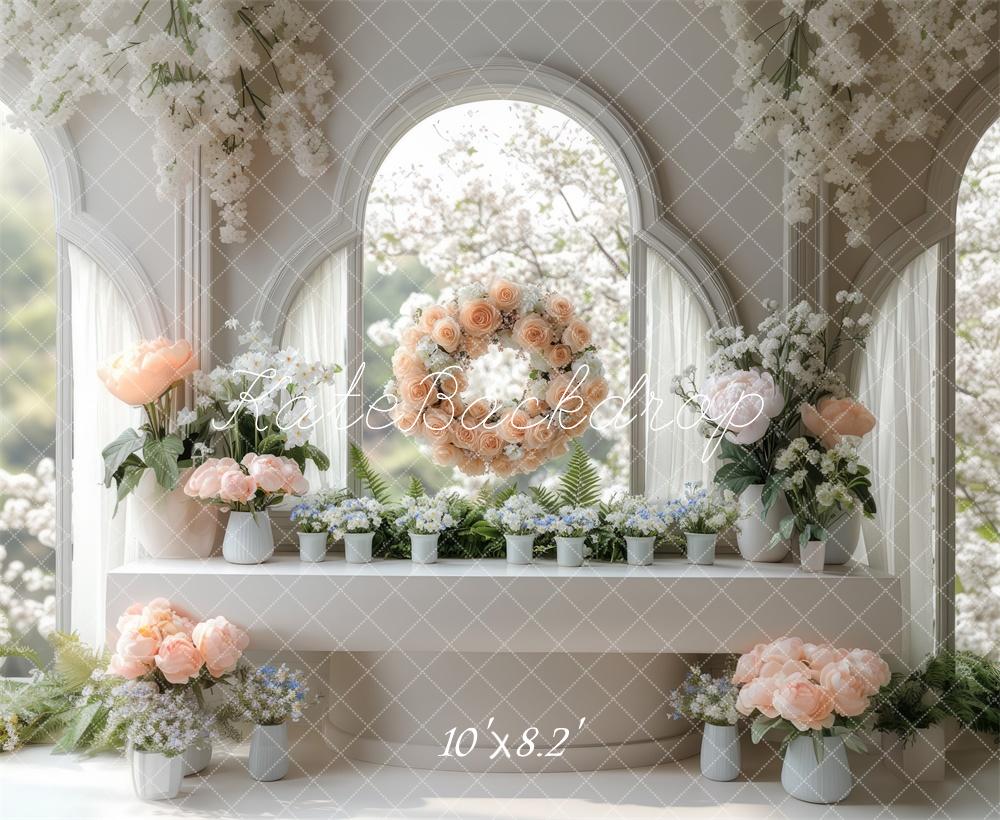 Kate Spring Floral Arch Window Backdrop Designed by Mini MakeBelieve