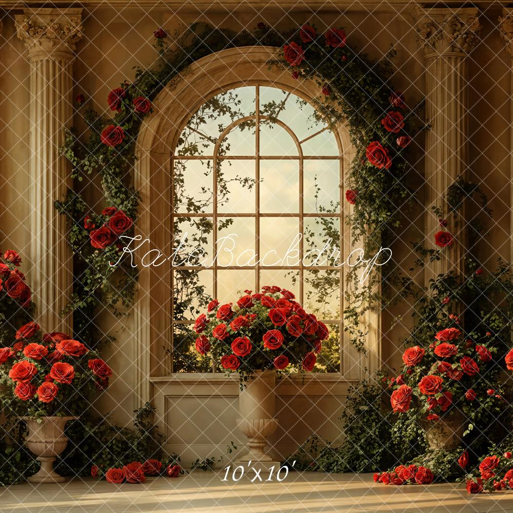 Kate Valentine Vintage Arched Window Rose Backdrop Designed by Emetselch