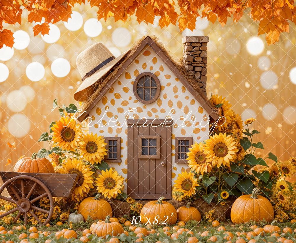 Kate Fall Sunflower Pumpkin House Backdrop Designed by Emetselch