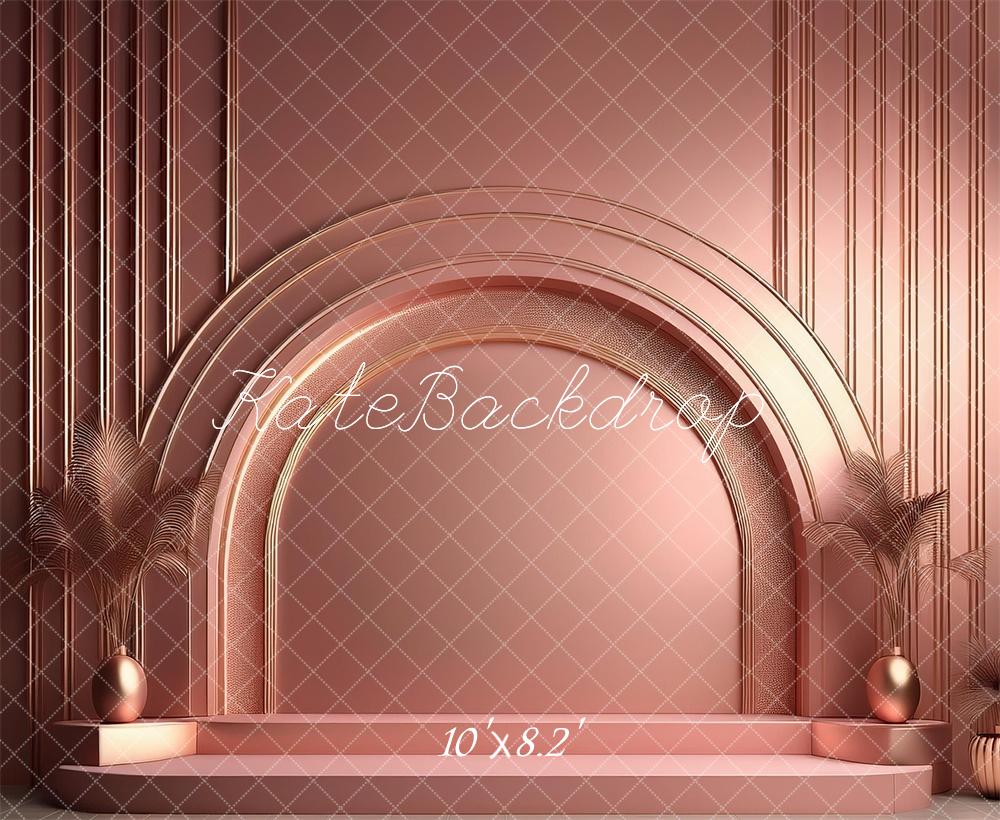 Pink Fine Art Arch Metallic Wedding Foto Achtergrond Designed by Megan Leigh Photography