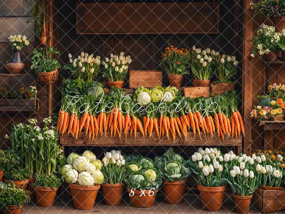 Kate Easter Market Carrots Flowers Backdrop Designed by Emetselch