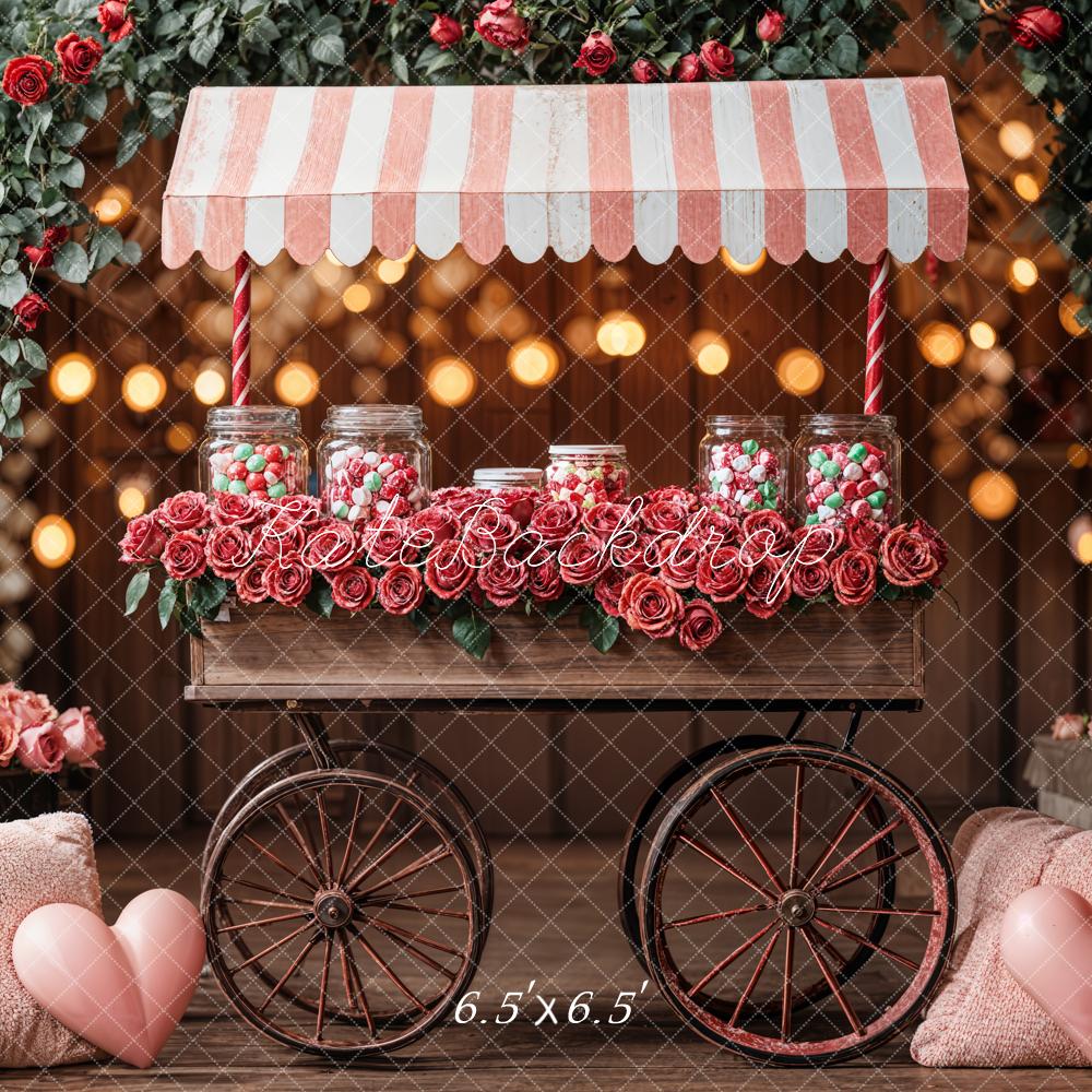 SALE Kate Valentine's Day Candy Rose Cart Pink Backdrop Designed by Emetselch