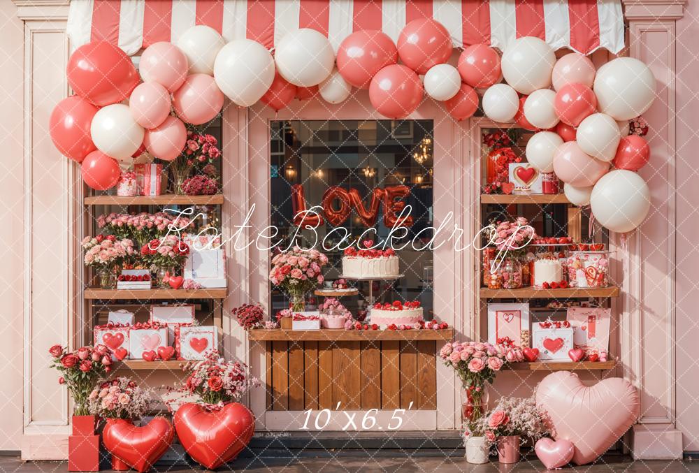 Kate Valentine Balloon Heart Cake Shop Backdrop Designed by Emetselch