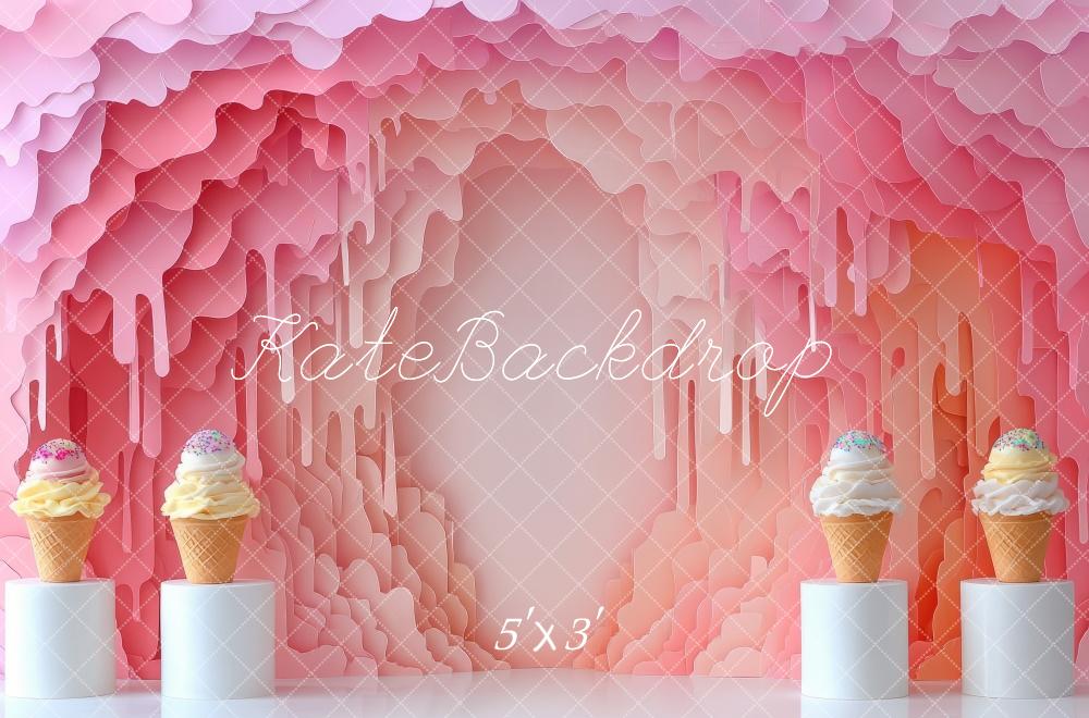 Kate Cake Smash Ice Cream Pink Wall Backdrop Designed by Mini MakeBelieve