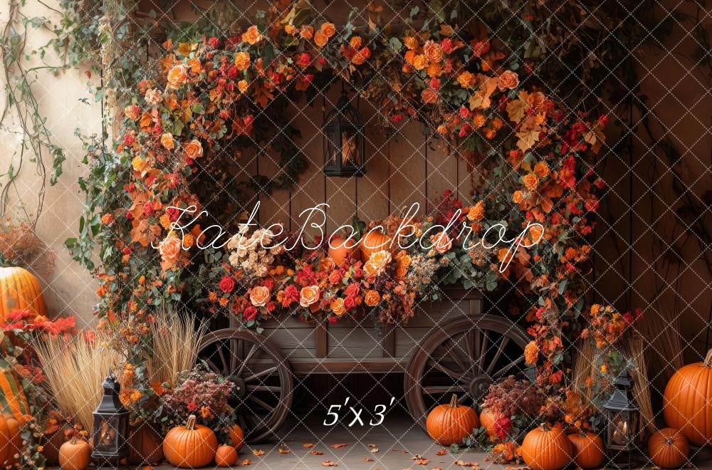 Fall Flower Arch Pumpkin Foto Achtergrond Designed by Patty Roberts