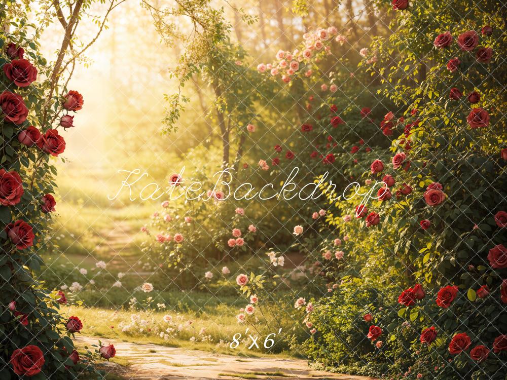 Valentine Garden Rose Sunlight Foto Achtergrond Designed by Emetselch