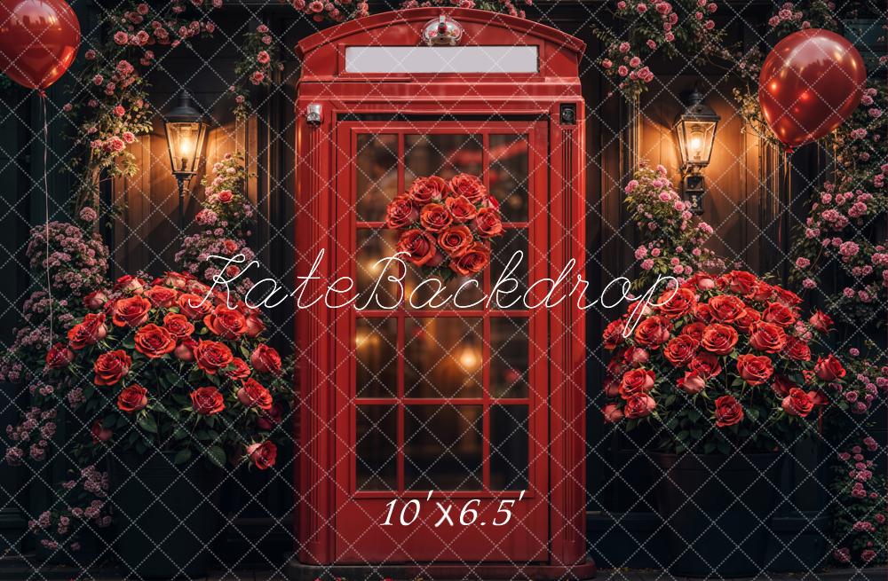 Kate Valentine's Day Romantic Roses Door Backdrop Designed by Emetselch