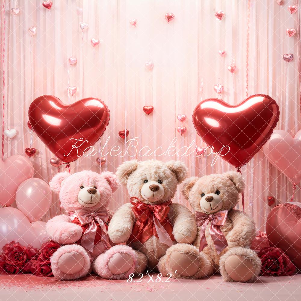 Kate Valentine's Day Teddy Bears Heart Balloon Backdrop Designed by Emetselch